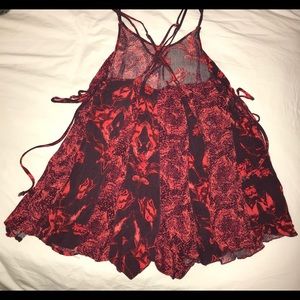 Red and Magenta printed Free People romper